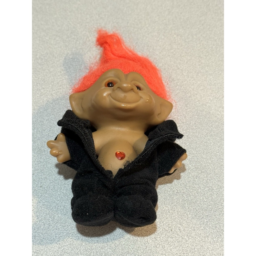 RUSS TROLL DOLL DEVIL BLACK RED HORNS 5" Belly Gem - Picture 4 of 6